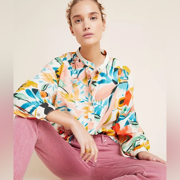 Anthropologie Crisanta Poplin Button-Down - Picture 2 of 8